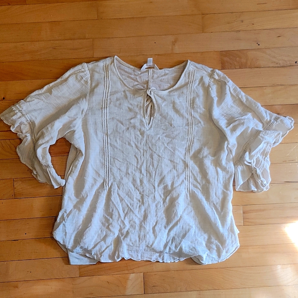 Lauren Conrad xxl beige bell sleeve casual blouse